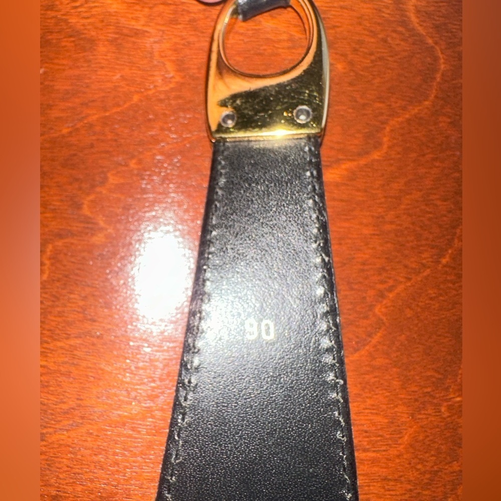 “i Santi” Women’s Belt Made In Italy Black With Gold Tone Hardware Size M - Picture 6 of 10